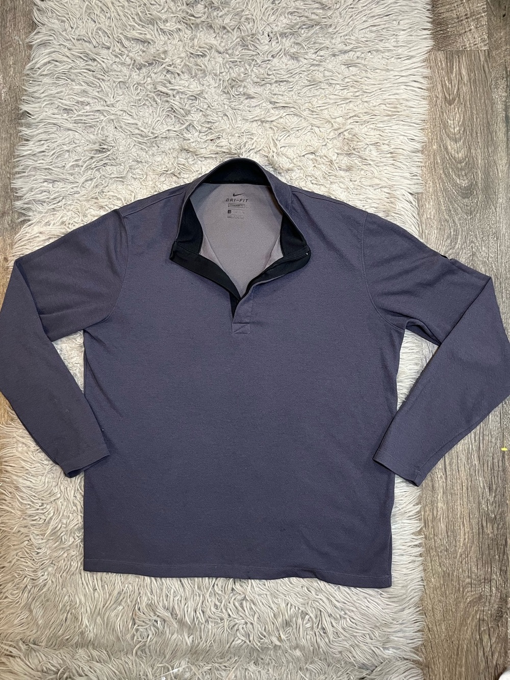 Nike Dri-FIT Men’s XL Dark Gray Purple 1/4 Zip Pullover Long Sleeve Athletic